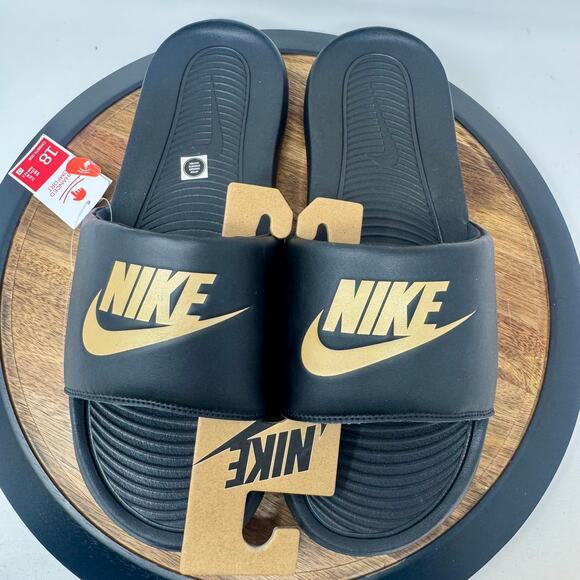 Nike Victori One CN9675 006 Slide Sandal Black/Gold Men\'s Size 18 Slip-On main image 4